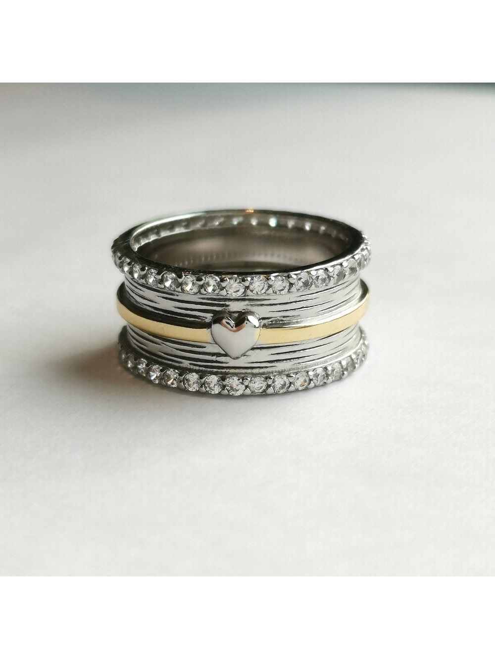 HOST PICK New sterling silver two tone cz heart band ring 🆕
